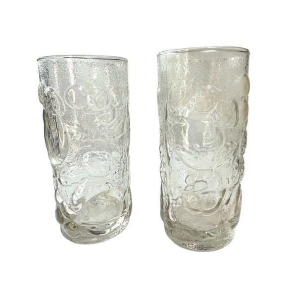 VTG Libbey Orchard Fruit Clear Pitcher + 2 Glasses Pressed Glass Raised Fruit - Picture 15 of 15